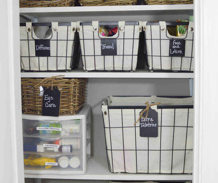 Find linen closet organization inspiration as well as tips to help you get your linen closet organized and under control!